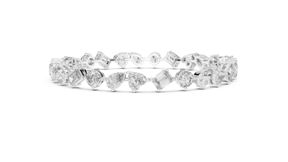 The Mosaic Luminary: Yellow Gold Multi-Shape Diamond Cluster Bracelet