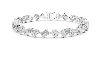 The Mosaic Luminary: Yellow Gold Multi-Shape Diamond Cluster Bracelet