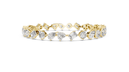The Mosaic Luminary: Yellow Gold Multi-Shape Diamond Cluster Bracelet