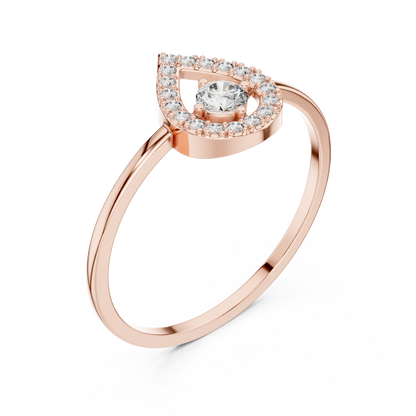 0.18 Carat Floating Round Diamond Pear Open Halo Ring | Yellow Gold