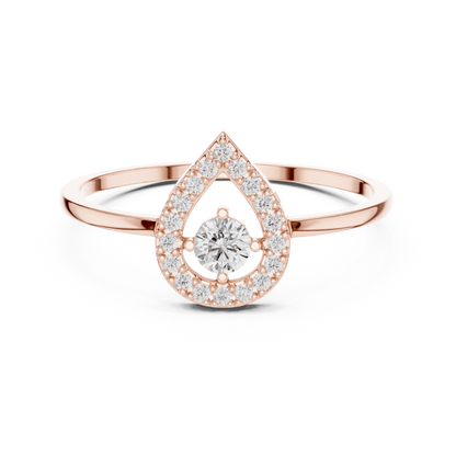 0.18 Carat Floating Round Diamond Pear Open Halo Ring | Yellow Gold