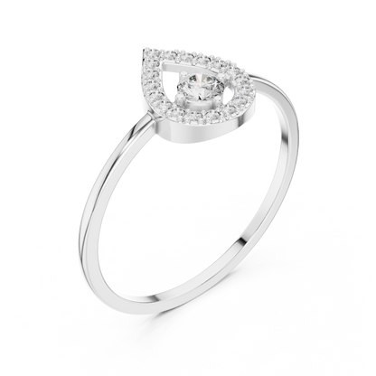 0.18 Carat Floating Round Diamond Pear Open Halo Ring | Yellow Gold