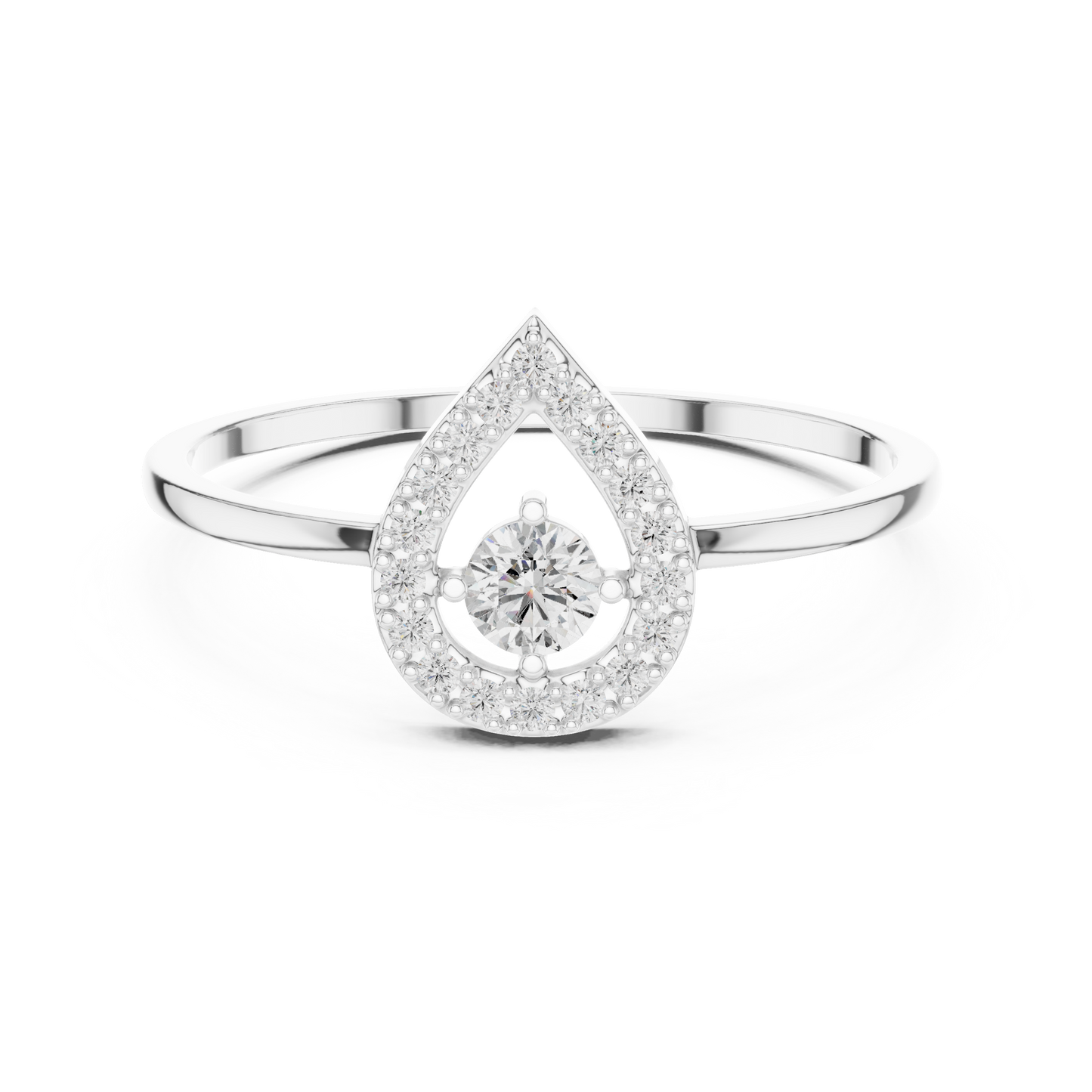 0.18 Carat Floating Round Diamond Pear Open Halo Ring | Yellow Gold