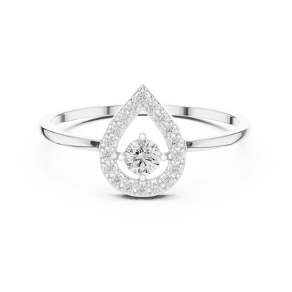 0.18 Carat Floating Round Diamond Pear Open Halo Ring | Yellow Gold