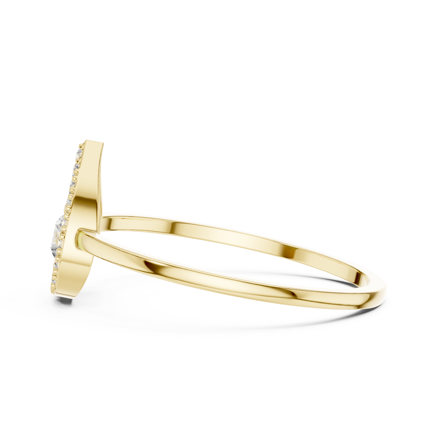 0.18 Carat Floating Round Diamond Pear Open Halo Ring | Yellow Gold
