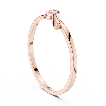 0.04 Carat Minimalist Diamond Solitaire Wave Ribbon Ring | Solid Gold