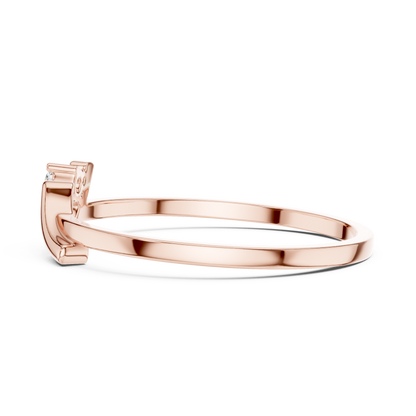 0.04 Carat Minimalist Diamond Solitaire Wave Ribbon Ring | Solid Gold