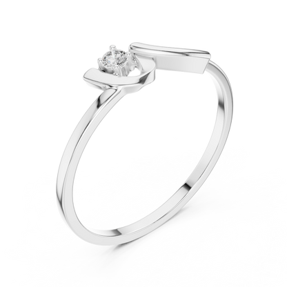 0.04 Carat Minimalist Diamond Solitaire Wave Ribbon Ring | Solid Gold