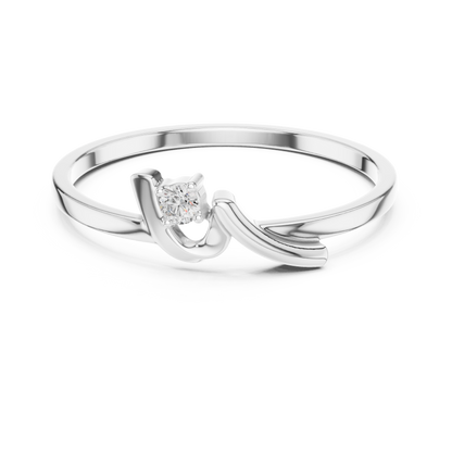 0.04 Carat Minimalist Diamond Solitaire Wave Ribbon Ring | Solid Gold