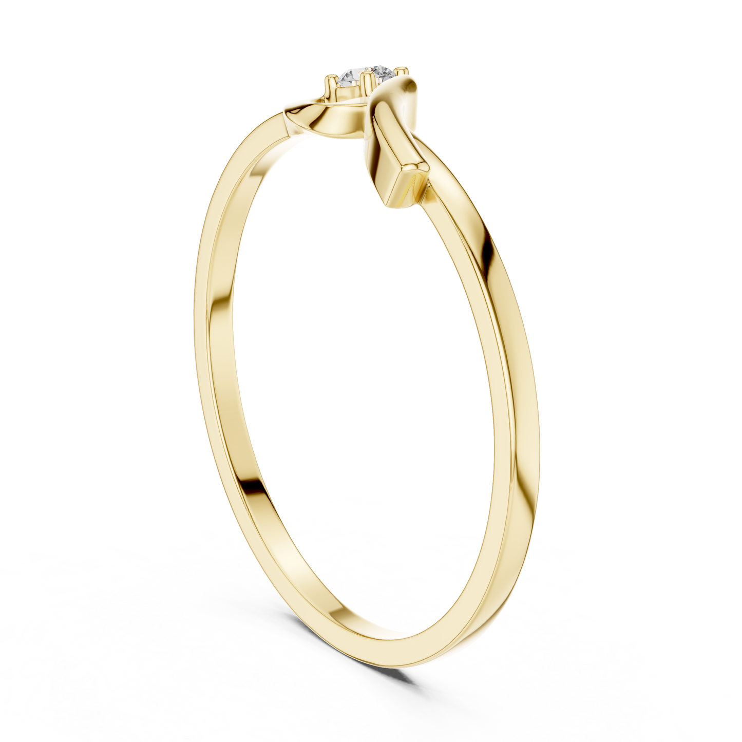 0.04 Carat Minimalist Diamond Solitaire Wave Ribbon Ring | Solid Gold