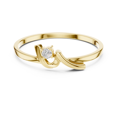 0.04 Carat Minimalist Diamond Solitaire Wave Ribbon Ring | Solid Gold