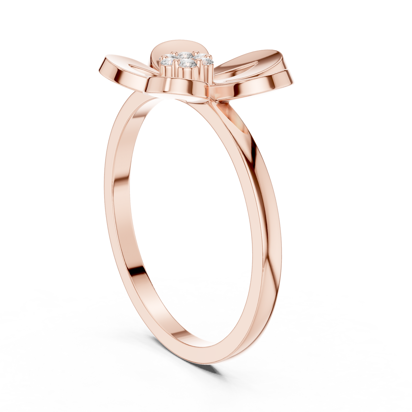 0.05 Carat Diamond Five-Petal Flower Cluster Ring | Yellow Gold
