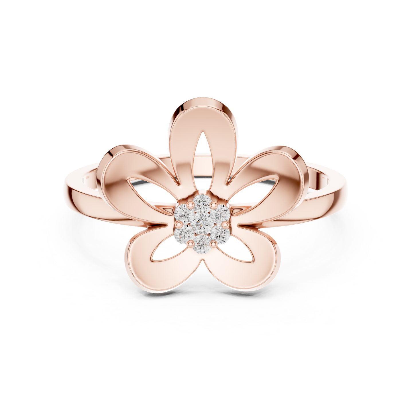 0.05 Carat Diamond Five-Petal Flower Cluster Ring | Yellow Gold