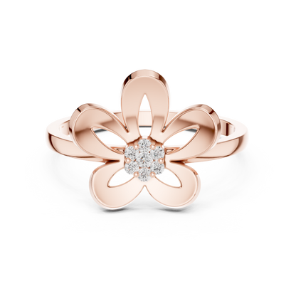 0.05 Carat Diamond Five-Petal Flower Cluster Ring | Yellow Gold