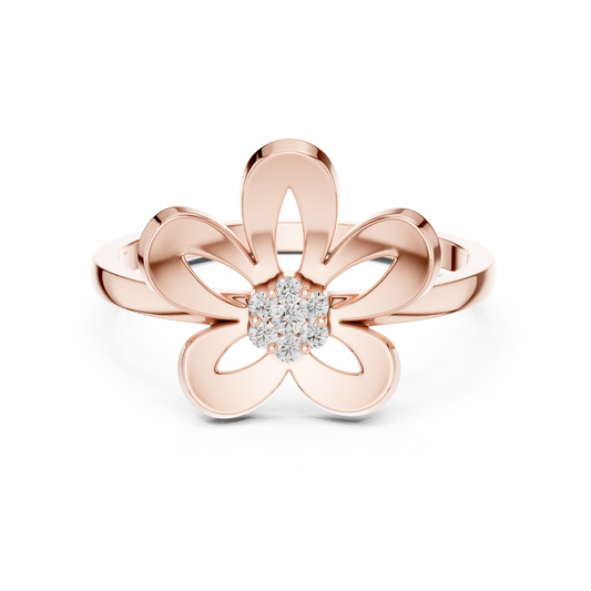 0.05 Carat Diamond Five-Petal Flower Cluster Ring | Yellow Gold