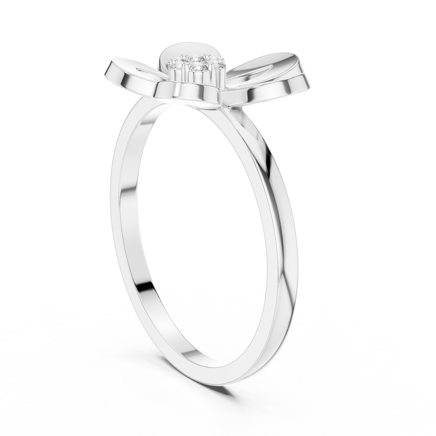 0.05 Carat Diamond Five-Petal Flower Cluster Ring | Yellow Gold