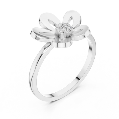 0.05 Carat Diamond Five-Petal Flower Cluster Ring | Yellow Gold