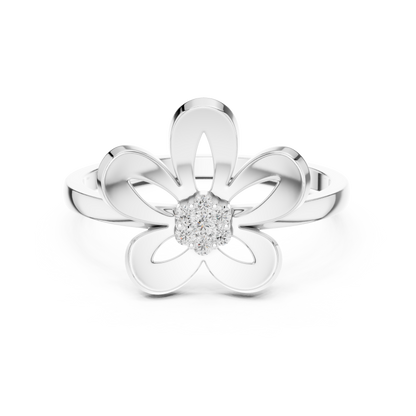 0.05 Carat Diamond Five-Petal Flower Cluster Ring | Yellow Gold