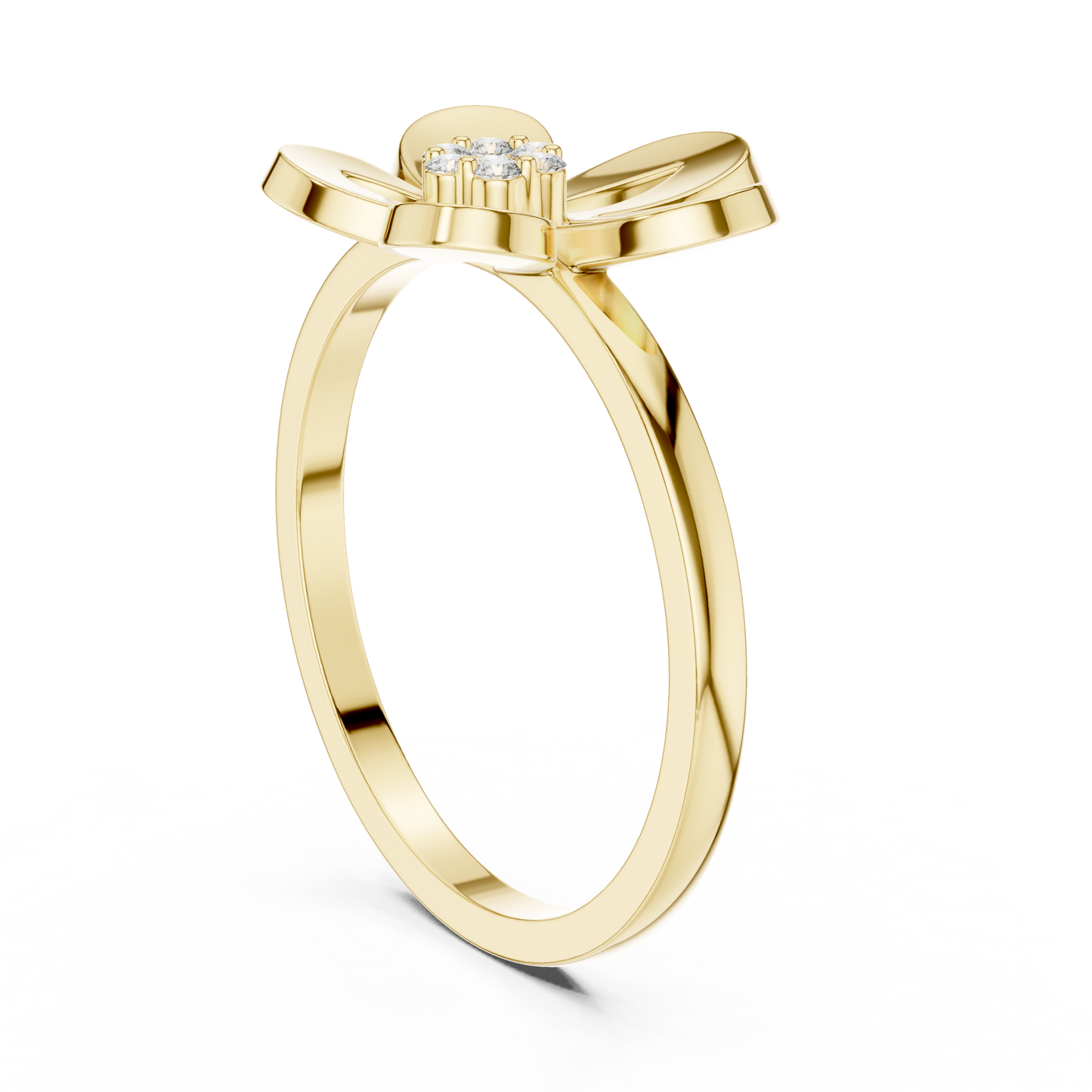 0.05 Carat Diamond Five-Petal Flower Cluster Ring | Yellow Gold