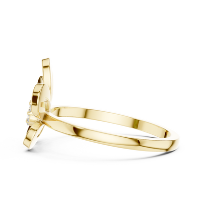 0.05 Carat Diamond Five-Petal Flower Cluster Ring | Yellow Gold