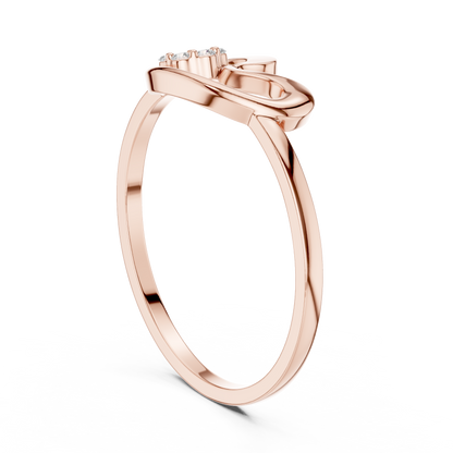 0.05 Carat Diamond Flower Cluster Swirl Ribbon Ring | Yellow Gold