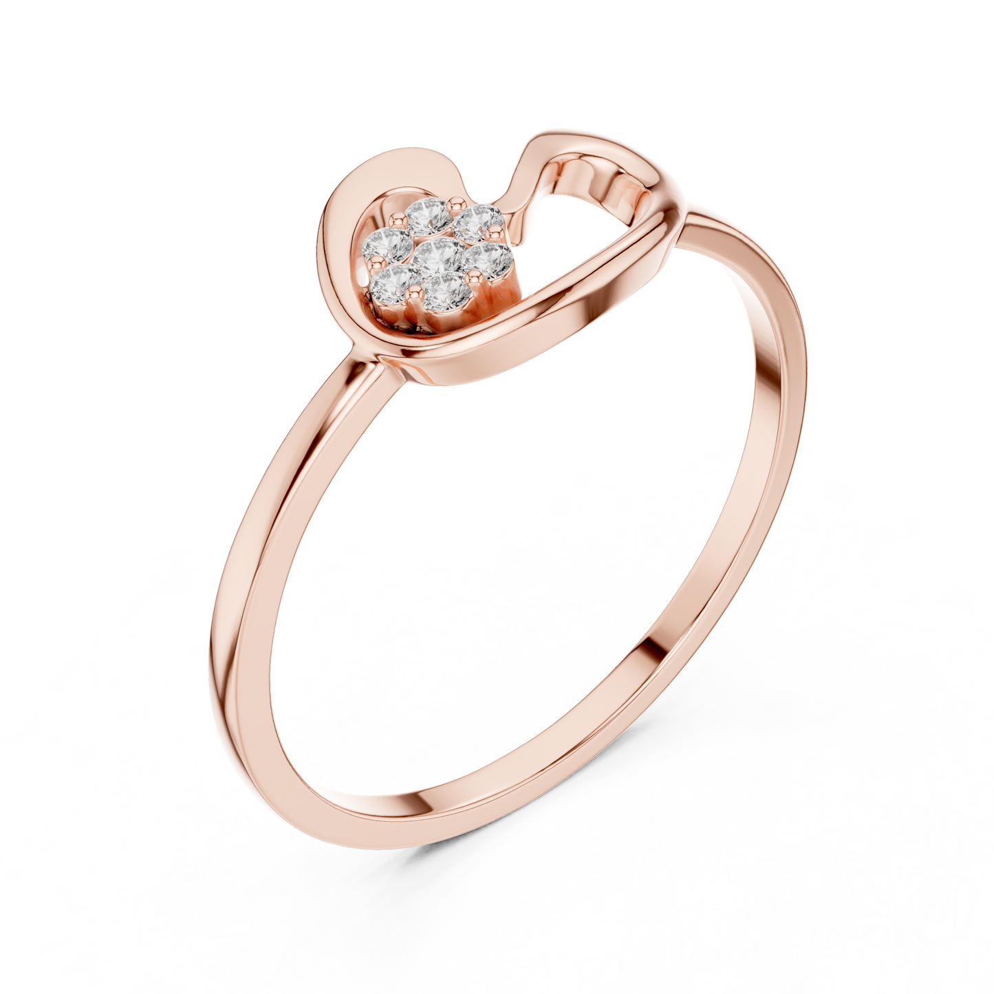 0.05 Carat Diamond Flower Cluster Swirl Ribbon Ring | Yellow Gold