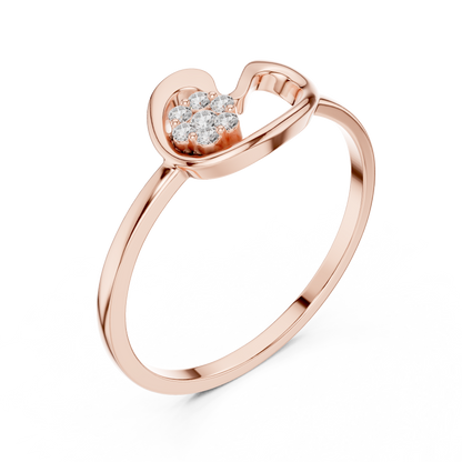 0.05 Carat Diamond Flower Cluster Swirl Ribbon Ring | Yellow Gold