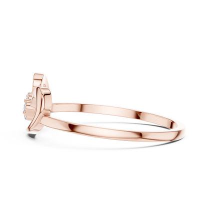 0.05 Carat Diamond Flower Cluster Swirl Ribbon Ring | Yellow Gold