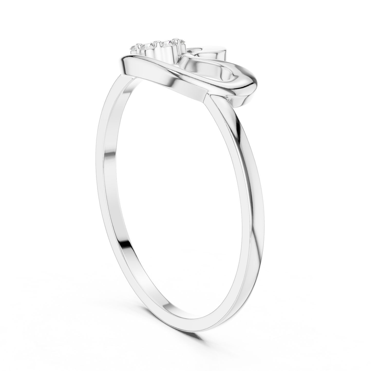 0.05 Carat Diamond Flower Cluster Swirl Ribbon Ring | Yellow Gold