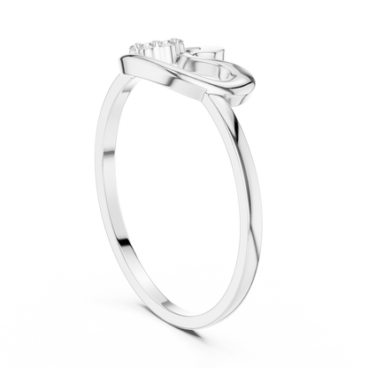 0.05 Carat Diamond Flower Cluster Swirl Ribbon Ring | Yellow Gold