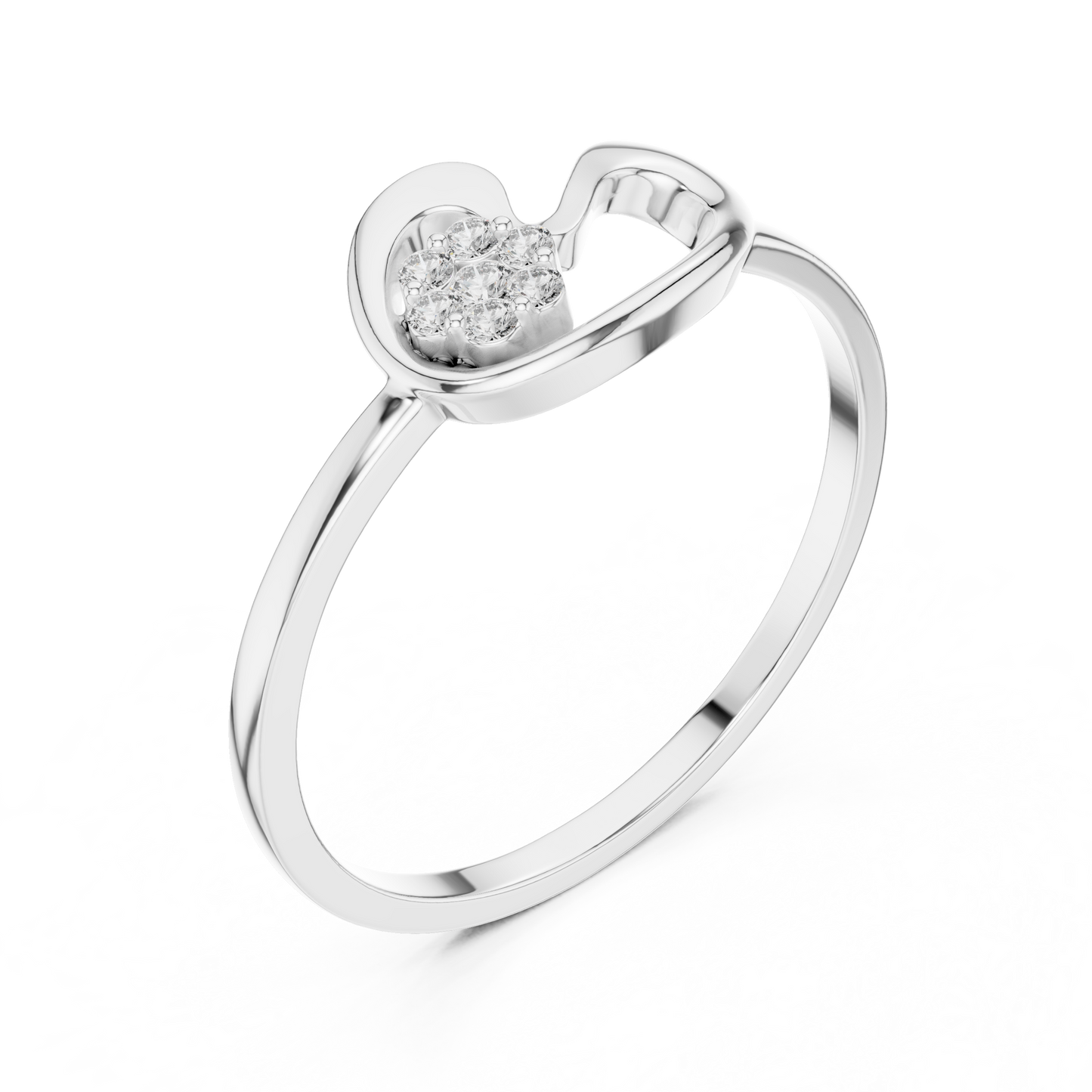 0.05 Carat Diamond Flower Cluster Swirl Ribbon Ring | Yellow Gold