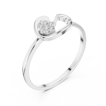 0.05 Carat Diamond Flower Cluster Swirl Ribbon Ring | Yellow Gold