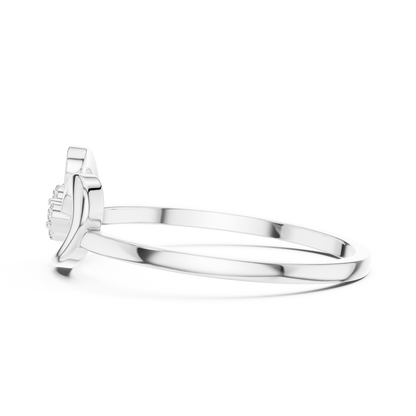 0.05 Carat Diamond Flower Cluster Swirl Ribbon Ring | Yellow Gold