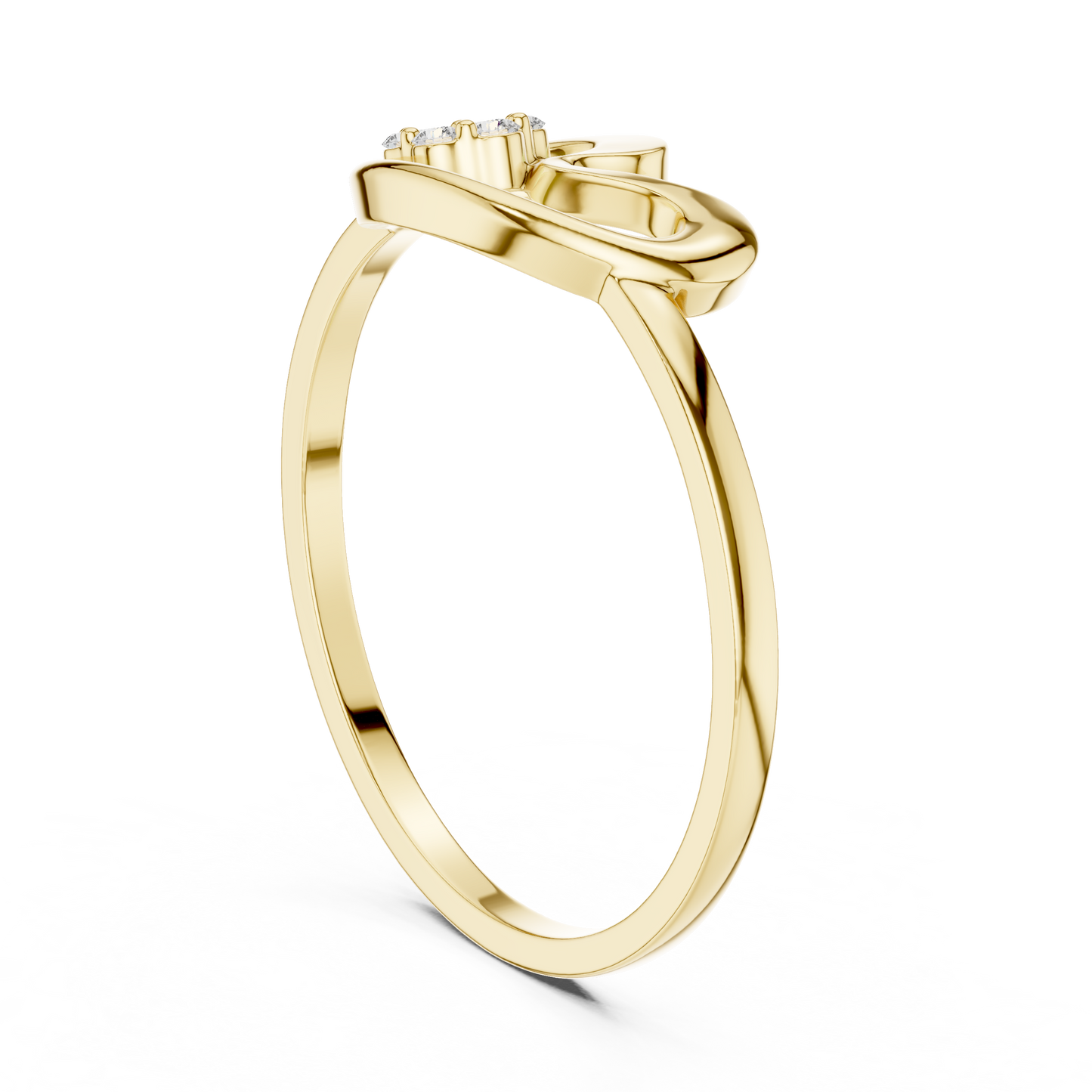 0.05 Carat Diamond Flower Cluster Swirl Ribbon Ring | Yellow Gold
