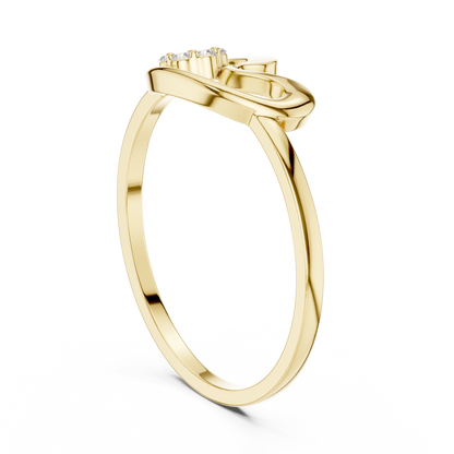 0.05 Carat Diamond Flower Cluster Swirl Ribbon Ring | Yellow Gold