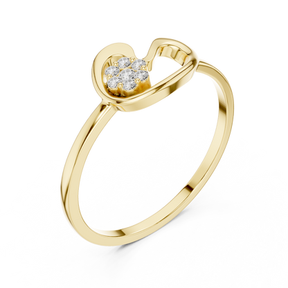 0.05 Carat Diamond Flower Cluster Swirl Ribbon Ring | Yellow Gold