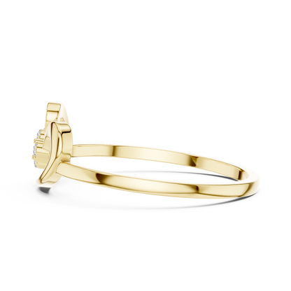 0.05 Carat Diamond Flower Cluster Swirl Ribbon Ring | Yellow Gold