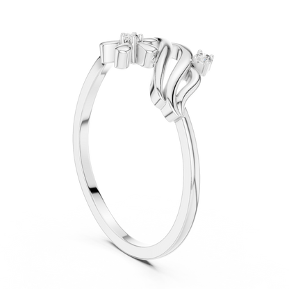 0.02 Carat Diamond Flower Wave Ribbon Ring | Yellow Gold