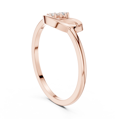 0.07 Carat Diamond Flower Cluster Bypass Leaf Ring | Yellow Gold