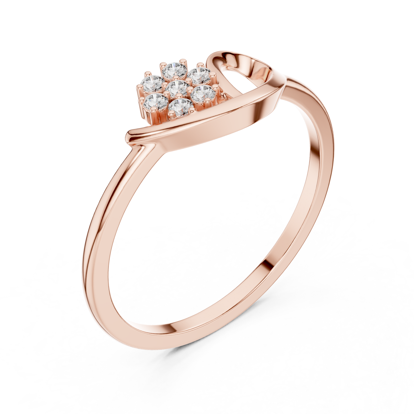 0.07 Carat Diamond Flower Cluster Bypass Leaf Ring | Yellow Gold