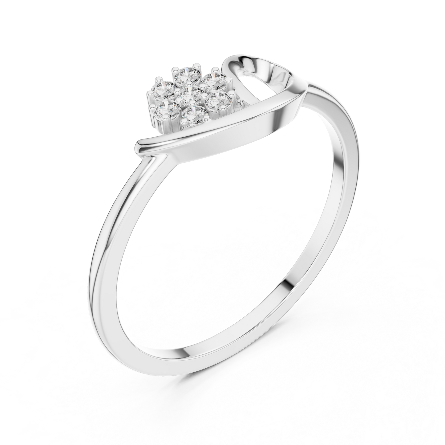 0.07 Carat Diamond Flower Cluster Bypass Leaf Ring | Yellow Gold