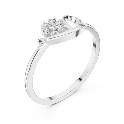 0.07 Carat Diamond Flower Cluster Bypass Leaf Ring | Yellow Gold