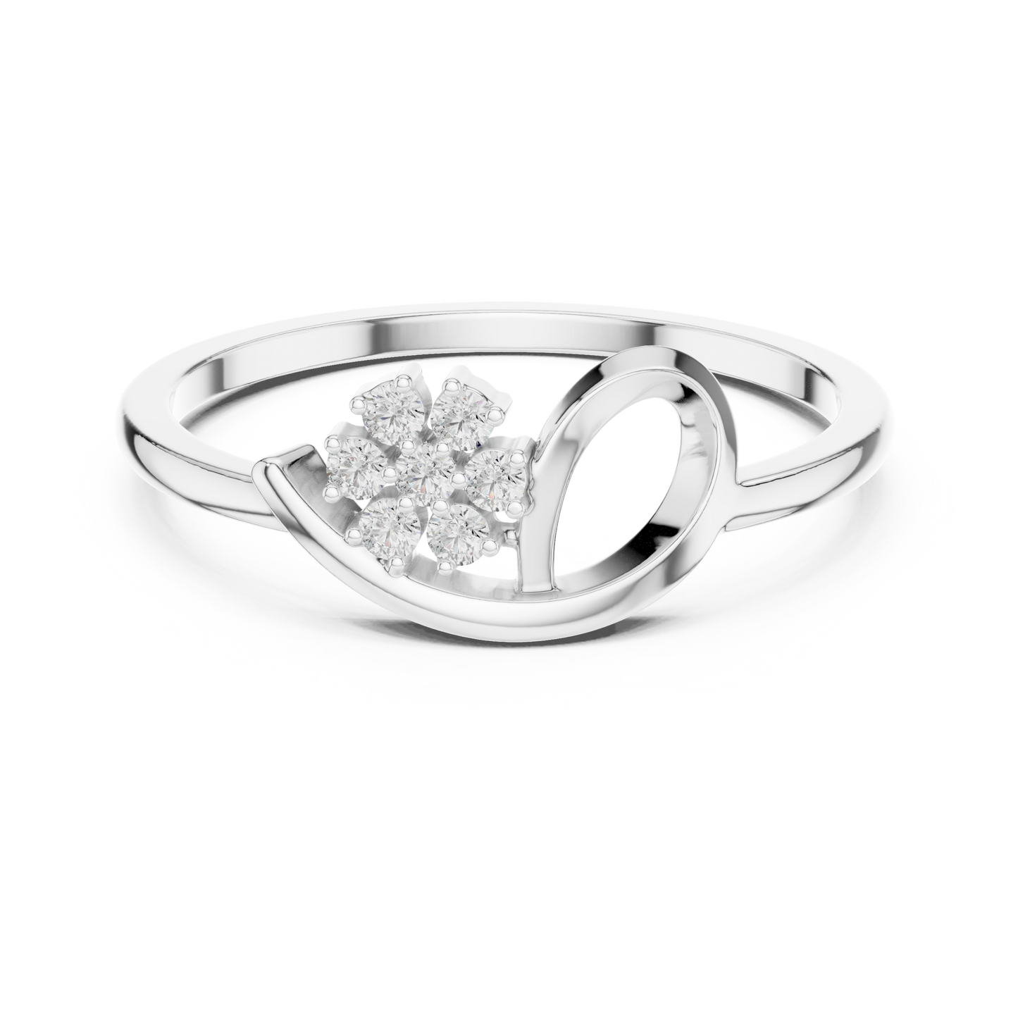 0.07 Carat Diamond Flower Cluster Bypass Leaf Ring | Yellow Gold