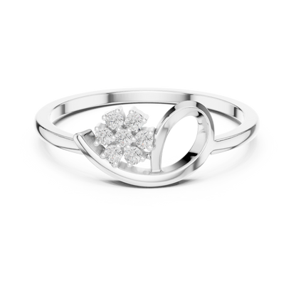 0.07 Carat Diamond Flower Cluster Bypass Leaf Ring | Yellow Gold