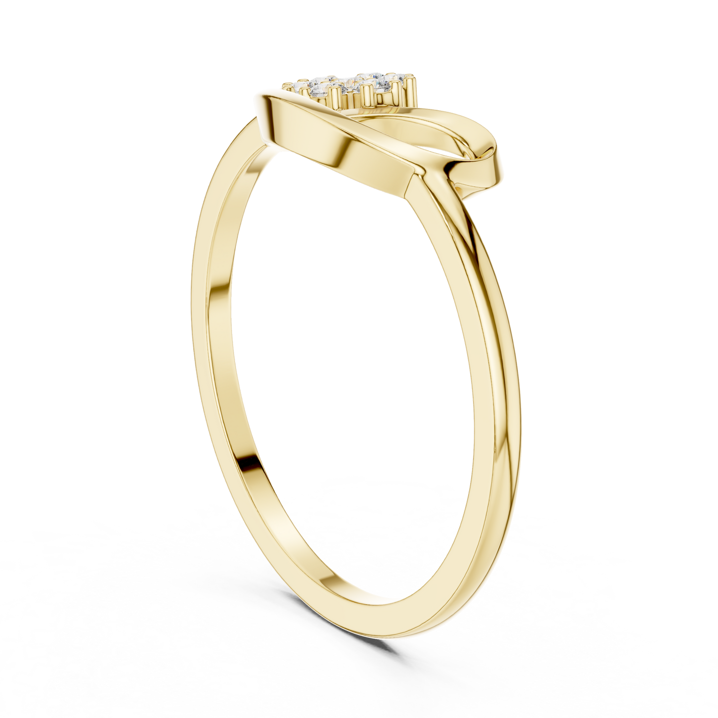 0.07 Carat Diamond Flower Cluster Bypass Leaf Ring | Yellow Gold