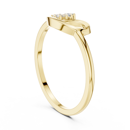 0.07 Carat Diamond Flower Cluster Bypass Leaf Ring | Yellow Gold