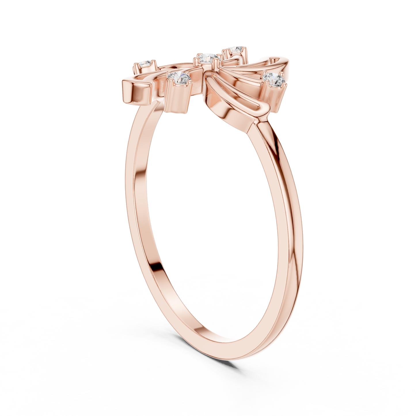 0.06 Carat Diamond Pinwheel Spiral Whirlwind Ring | Yellow Gold