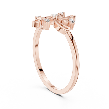 0.06 Carat Diamond Pinwheel Spiral Whirlwind Ring | Yellow Gold