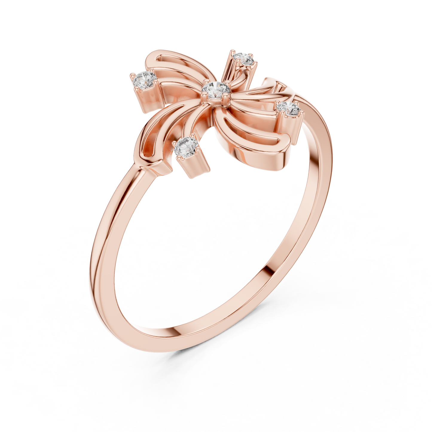 0.06 Carat Diamond Pinwheel Spiral Whirlwind Ring | Yellow Gold