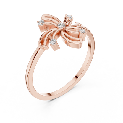 0.06 Carat Diamond Pinwheel Spiral Whirlwind Ring | Yellow Gold